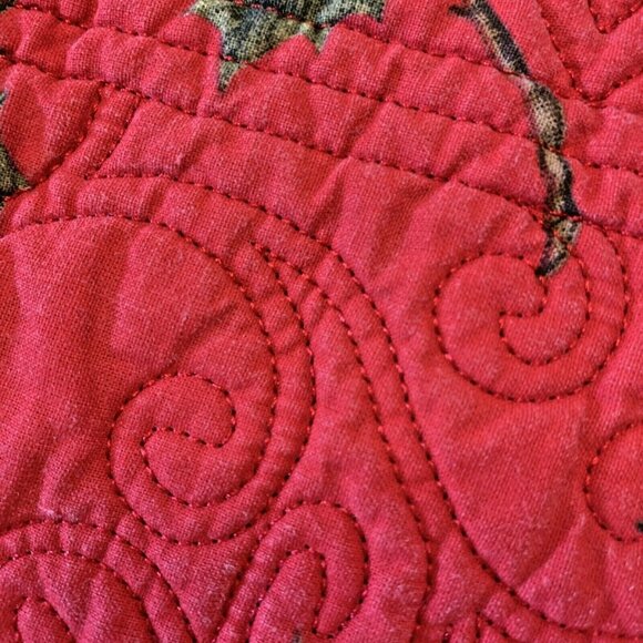 St. Nicholas Square Double Sided Red Ivy & Polka Dot Christmas Table Runner 50" - Picture 3 of 12